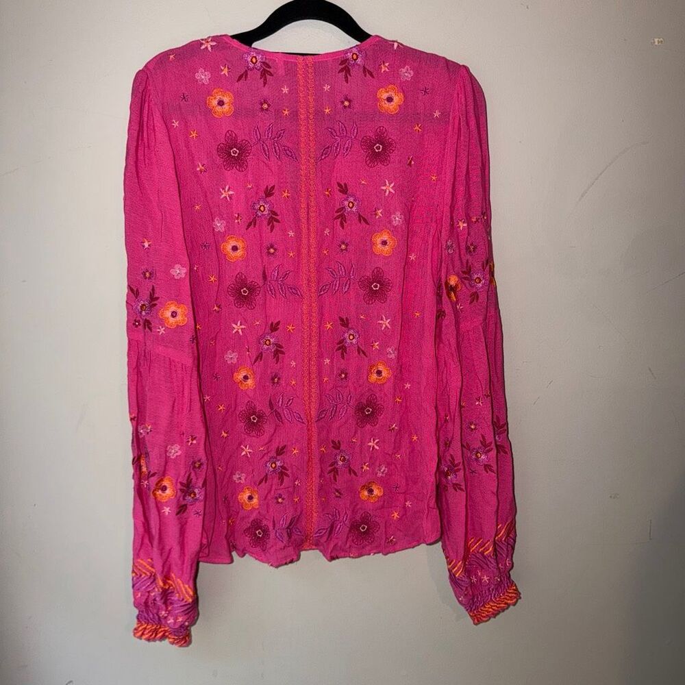 Hale Bob embroidered boho balloon sleeve tunic top - Picture 5 of 9